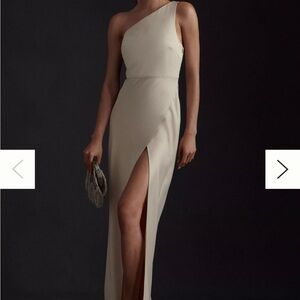 Elegant One-Shoulder Cream Gown